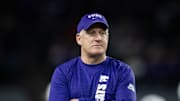 Dec 26, 2024; Phoenix, AZ, USA; Kansas State Wildcats head coach Chris Klieman prior to the game against the Rutgers Scarlet Knights during the Rate Bowl at Chase Field. Mandatory Credit: Mark J. Rebilas-Imagn Images