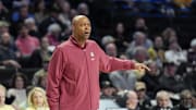 Feb 12, 2025; Winston-Salem, North Carolina, USA; Florida State Seminoles head coach Leonard Hamilton reacts to a play  during the first half against the Wake Forest Demon Deacons at Lawrence Joel Veterans Memorial Coliseum. Mandatory Credit: Jim Dedmon-Imagn Images