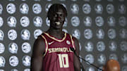 Oct 9, 2024; Charlotte, NC, USA;  Florida State player Taylor Bol Bowen during ACC Media Days at The Hilton Charlotte Uptown. Mandatory Credit: Jim Dedmon-Imagn Images