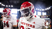 Rutgers Scarlet Knights defensive lineman Jordan Walker (82) Credit: Mark J. Rebilas-Imagn Images