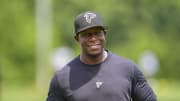 Jun 3, 2024; Atlanta, GA, USA; Atlanta Falcons head coach Raheem Morris shown during Falcons OTA at the Falcons Training facility. Mandatory Credit: Dale Zanine-USA TODAY Sports