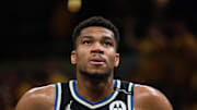 Milwaukee Bucks forward Giannis Antetokounmpo during Game 5 of the first round of the 2024 NBA Playoffs.