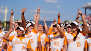 Tennessee celebrates after its Women's College World Series win over UCLA Sunday.