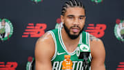 Jayson Tatum was at Celtics media day to give updates on his Achilles recovery. 