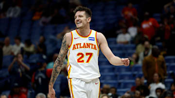 Vit Krejci smiles during Atlanta's blowout victory over the New Orleans Pelicans