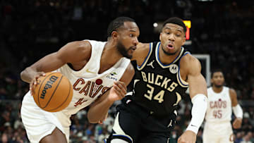 Evan Mobley, Cleveland Cavaliers and Giannis Antetokounmpo, Milwaukee Bucks