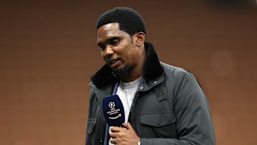 Samuel Eto'o en tant qu'intervenant lors des demies finales de la Ligue des Champions entre l'Inter et le Milan AC