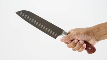 Try not to hold any knife like this. It could lead to a mishap.