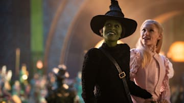 L to R: Cynthia Erivo is Elphaba and Ariana Grande is Glinda in WICKED, directed by Jon M. Chu
