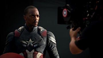 Anthony Mackie behind the scenes of Marvel Studios' CAPTAIN AMERICA: BRAVE NEW WORLD. Photo by Eli Adé. © 2024 MARVEL.