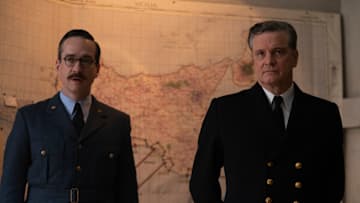 OPERATION MINCEMEAT (2022) Matthew Macfadyen as Charles Cholmondeley and Colin Firth as Ewen Montagu. Cr: Giles Keyte/Courtesy See-Saw Films and Netflix