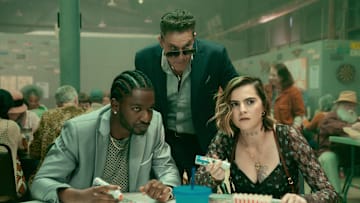 Jay Will as Tyson, Chris Caldovino as Goodie and McKenna Quigley Harrington as Grace in the Paramount+ original series TULSA KING. Photo Credit: Brian Douglas/Paramount+. ©2025 Viacom International Inc. All Rights Reserved.