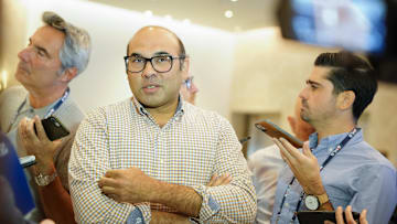 San Francisco Giants former president of baseball operations Farhan Zaidi answers questions during the MLB GM Meetings.