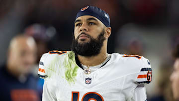 Nov 3, 2024; Glendale, Arizona, USA; Chicago Bears wide receiver Keenan Allen (13) against the Arizona Cardinals at State Farm Stadium. Mandatory Credit: Mark J. Rebilas-Imagn Images