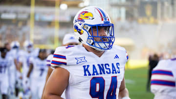 Oct 5, 2024; Tempe, Arizona, USA; Kansas Jayhawks defensive tackle Blake Herold (94) against the Arizona State Sun Devils at Mountain America Stadium. Mandatory Credit: Mark J. Rebilas-Imagn Images