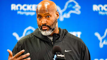 Detroit Lions Executive Vice President & General Manager Brad Holmes speaks to the press about their season, how it ended and what’s next at the Detroit Lions headquarters and training facility in Allen Park, Mich., Thursday, Jan. 23, 2025.