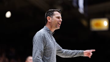 Florida Gators head coach Todd Golden gestures against the Duke Blue Devils during the second half at Cameron Indoor Stadium in Durham, NC on Tuesday, December 2, 2025. [Matt Pendleton/Gainesville Sun]