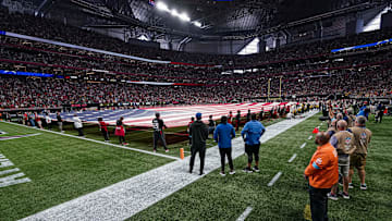 Sep 8, 2024; Atlanta, Georgia, USA; Pregame scenes from the game between the Pittsburgh Steelers against the Atlanta Falcons at Mercedes-Benz Stadium.