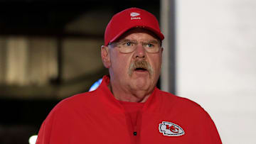 Kansas City Chiefs head coach Andy Reid walks in the tunnel before an NFL football matchup at EverBank Stadium, Monday, Oct. 6, 2025, in Jacksonville, Fla. The Jacksonville Jaguars edged the Kansas City Chiefs 31-28. [Corey Perrine/Florida Times-Union]