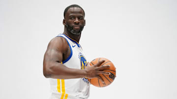 Sep 30, 2024; San Francisco, CA, USA; Golden State Warriors forward Draymond Green (23) poses for a photo during Media Day at the Chase Center. Mandatory Credit: Cary Edmondson-Imagn Images
