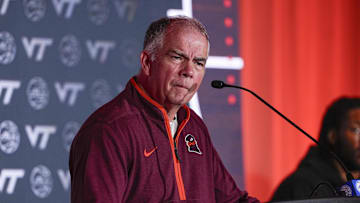 Oct 10, 2024; Charlotte, NC, USA; Virginia player Tech head coach Mike Young at The Hilton Charlotte Uptown. Mandatory Credit: Jim Dedmon-Imagn Images