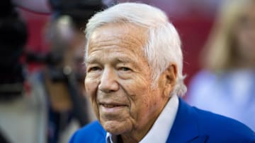 Dec 15, 2024; Glendale, Arizona, USA; New England Patriots owner Robert Kraft prior to the game against the Arizona Cardinals at State Farm Stadium. Mandatory Credit: Mark J. Rebilas-Imagn Images