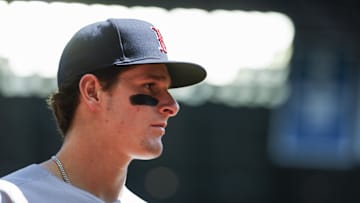 Jun 18, 2025; Seattle, Washington, USA; Boston Red Sox right fielder Roman Anthony (19) walks to the dugout before  the first inning against the Seattle Mariners at T-Mobile Park. Mandatory Credit: Joe Nicholson-Imagn Images