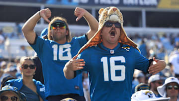 Jacksonville Jaguars fans boo and express their disappointment during the fourth quarter of an NFL football matchup Sunday, Sept. 24, 2023, at EverBank Stadium in Jacksonville, Fla. 