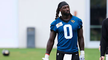 Jacksonville Jaguars linebacker Devin Lloyd (0) walks on the field after an NFL training camp session at the Miller Electric Center, Friday Aug. 15, 2025 in Jacksonville, Fla. [Corey Perrine/Florida Times-Union]