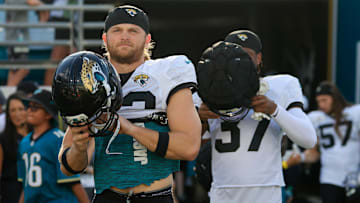 Jacksonville Jaguars safety Andrew Wingard (42) looks on during an NFL scrimmage event at EverBank Stadium, Friday, Aug. 1, 2025, in Jacksonville, Fla. [Corey Perrine/Florida Times-Union]