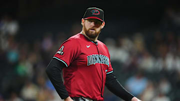 Sep 17, 2024; Denver, Colorado, USA; Arizona Diamondbacks starting pitcher Jordan Montgomery (52) leaves the mound in the fifth inning against the Colorado Rockies at Coors Field. Mandatory Credit: Ron Chenoy-Imagn Images