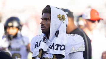 Oct 19, 2024; Tucson, Arizona, USA; Colorado Buffalos quarterback Shedeur Sanders (2) against the Arizona Wildcats at Arizona Stadium. Mandatory Credit: Mark J. Rebilas-Imagn Images