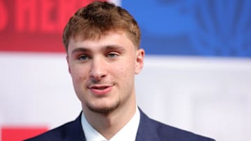 Jun 25, 2025; Brooklyn, NY, USA; Cooper Flagg arrives before the first round of the 2025 NBA Draft at Barclays Center. Mandatory Credit: Brad Penner-Imagn Images