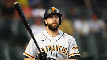 Jul 5, 2022; Phoenix, Arizona, USA; San Francisco Giants infielder Darin Ruf against the Arizona Diamondbacks at Chase Field