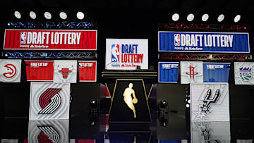 May 12, 2024; Chicago, IL, USA; A overall shot of the 2024 NBA Draft Lottery at McCormick Place West. Mandatory Credit: David Banks-Imagn Images