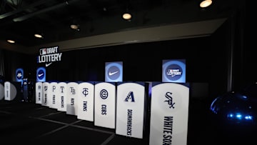 Dec 10, 2024; Dallas, TX, USA; A general view of the set of the MLB Draft Lottery at the Hilton Anatole during the 2024 MLB Winter Meetings. Mandatory Credit: Tim Heitman-Imagn Images