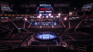 Dec 2, 2023; Austin, Texas, USA; The octagon is ready for UFC Fight Night at Moody Center. Mandatory