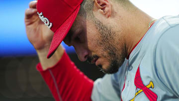 Sep 24, 2024; Denver, Colorado, USA; St. Louis Cardinals third baseman Nolan Arenado (28) during the first inning against the Colorado Rockies at Coors Field. 