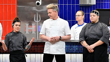 Gordon Ramsay, Hannah, and Kyle in the Hell's Kitchen Season 23 finale