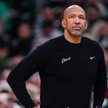 Mar 18, 2024; Boston, Massachusetts, USA; Detroit Pistons head coach Monty Williams watches from the sideline as they take on the Boston Celtics at TD Garden. Mandatory Credit: David Butler II-USA TODAY Sports