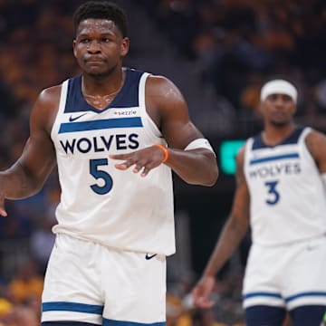Minnesota Timberwolves guard Anthony Edwards is averaging 27.0 points, 8.1 rebounds, and 5.2 assists in the 2024-25 postseason.