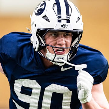 BYU true freshman defensive end Hunter Clegg at BYU Spring camp