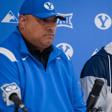 BYU head coach Kalani Sitake and defensive coordinator Jay Hill