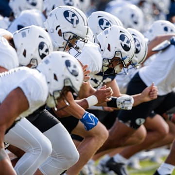 BYU football team warms up for Fall Camp