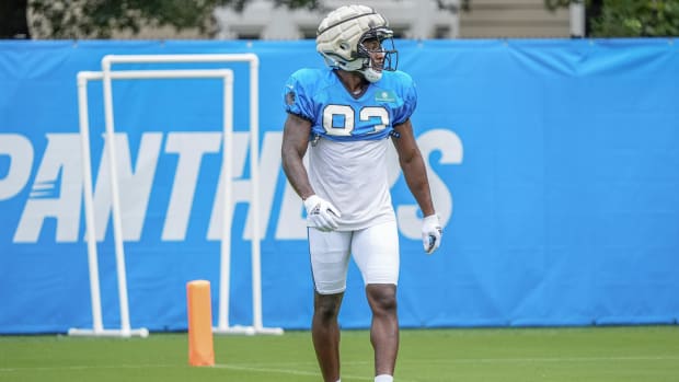 Carolina Panthers wide receiver David Moore (83) during training camp. Credit: Jim Dedmon-USA TODAY Sports