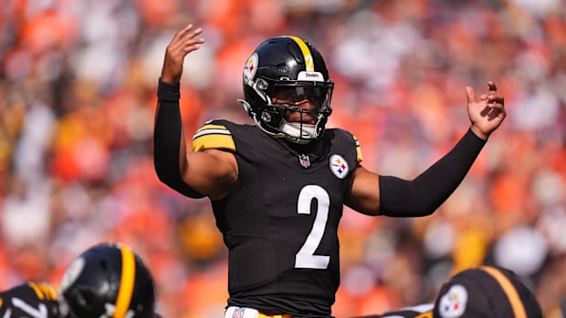 Pittsburgh Steelers quarterback Justin Fields (2) during the first quarter against the Denver Broncos at Empower Field at Mil