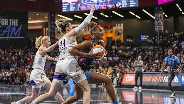 A photo of Sami Whitcomb playing defense