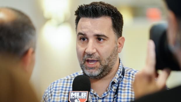Atlanta Braves general manager Alex Anthopoulos answers questions from the media.