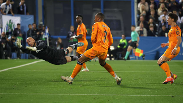 Kylian Mbappe scoring against Leganes