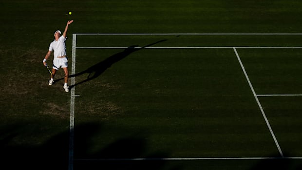 Ethan Quinn wears lululemon during his match at Wimbledon.